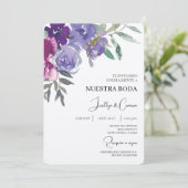 赤と紫のフローラスペインの結婚式招待状 招待状 (スタンド正面)
