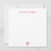 赤と紫のフローラノートカードのブルーミング サンキューカード (裏面)