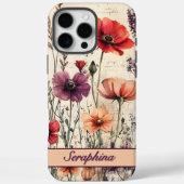 赤と紫のポピーが印象的なオーダーメイドの野の花 Case-Mate iPhoneケース (裏面)