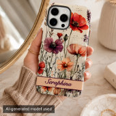 赤と紫のポピーが印象的なオーダーメイドの野の花 Case-Mate iPhoneケース