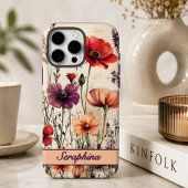 赤と紫のポピーが印象的なオーダーメイドの野の花 Case-Mate iPhoneケース