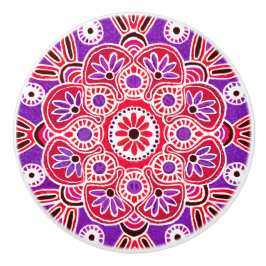 赤と紫のメダリオンドロワプルセラミックノブ セラミックノブ