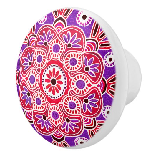 赤と紫のメダリオンドロワプルセラミックノブ セラミックノブ (右)