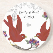 赤と紫のヴィンテージラブバードコースター コースター (正面)