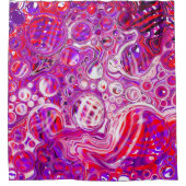 赤と紫の大理石の流体アート シャワーカーテン (正面)