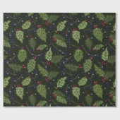 赤と紫の果実ホリークリスマス ラッピングペーパー (フラット)