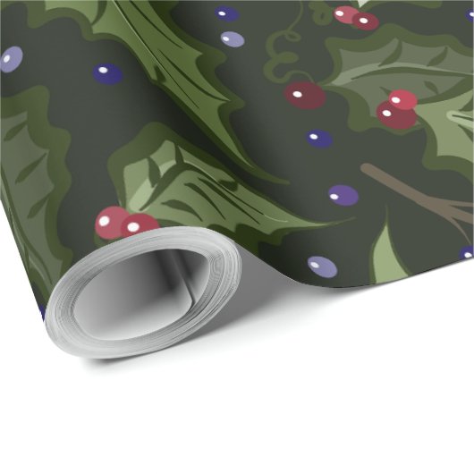 赤と紫の果実ホリークリスマス ラッピングペーパー (ロールコーナー)