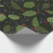 赤と紫の果実ホリークリスマス ラッピングペーパー (角)