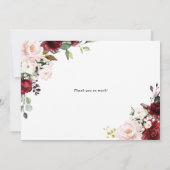 赤と紫の水彩花のガーランド 結婚式 サンキューカード (裏面)