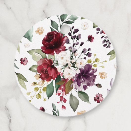 赤と紫の水色フローラガーランドありがとう フェイバータグ (裏面)