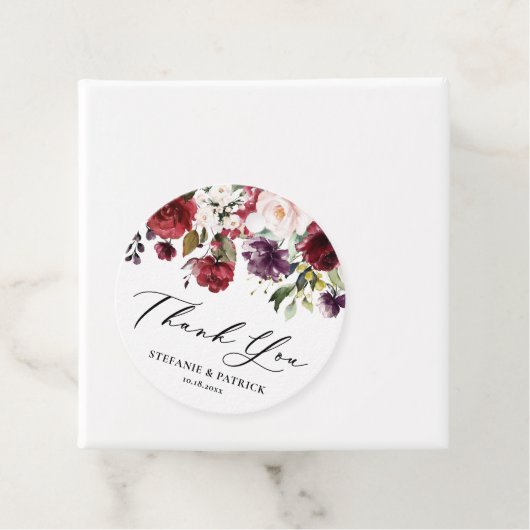 赤と紫の水色フローラガーランドありがとう フェイバータグ (インサイチュ)