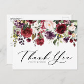 赤と紫の水色フローラガーランドありがとう ポストカード (正面/裏面)