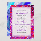 赤と紫の流体アート結婚式招待状 招待状 (正面/裏面)