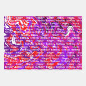 赤と紫の流体アート誕生日 ラッピングペーパーシート (正面3)