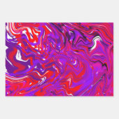 赤と紫の流体アート誕生日 ラッピングペーパーシート (正面2)