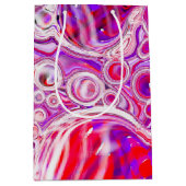 赤と紫の流体アート ミディアムペーパーバッグ (正面)