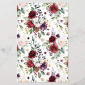 赤と紫の秋フローラガーランド結婚のメニューカード (裏面)