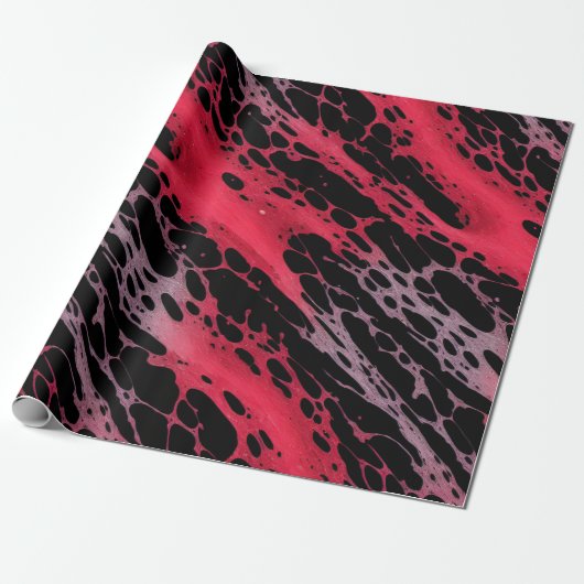赤と紫の絵を描(ばちゃばちゃ)跳ねるWeb抽象芸術アート ラッピングペーパー (アンロールド)