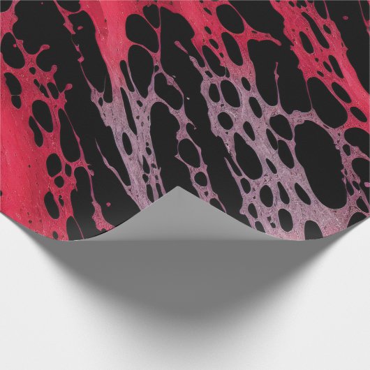 赤と紫の絵を描(ばちゃばちゃ)跳ねるWeb抽象芸術アート ラッピングペーパー (角)