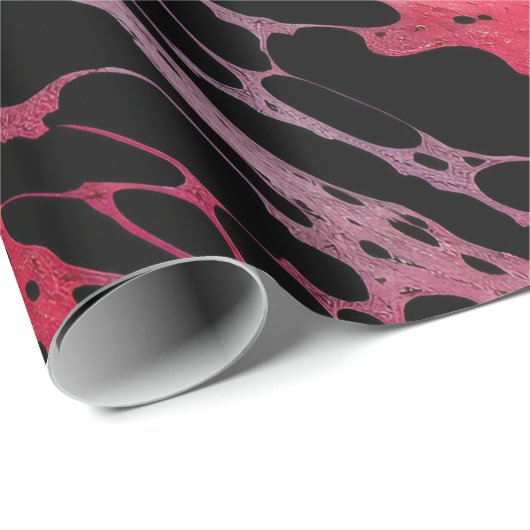 赤と紫の絵を描(ばちゃばちゃ)跳ねるWeb抽象芸術アート ラッピングペーパー (ロールコーナー)