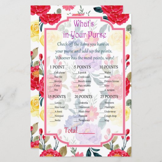 赤と紫の花あなたの財布ゲームの中に何がある (正面/裏面)