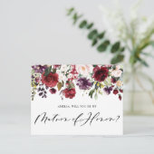 赤と紫の花を賜る ポストカード (スタンド正面)