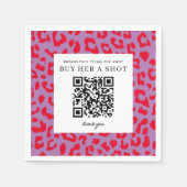 赤と紫の華やかなヒョウ柄の独身最後の夜 スタンダードカクテルナプキン (正面)