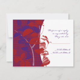 赤と紫の葉のデザイン応答カード 出欠カード