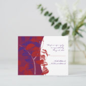 赤と紫の葉のデザイン応答カード 出欠カード (スタンド正面)