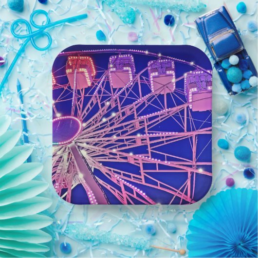 赤と紫の観覧車 ペーパープレート (パーティー)