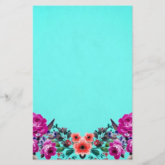 赤と紫バラターコイズ 便箋 (正面)