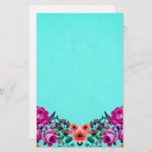 赤と紫バラターコイズ 便箋 (正面/裏面)
