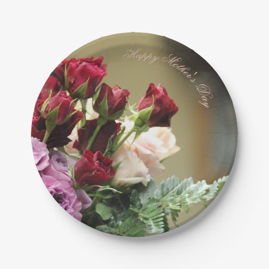 赤と紫バラ ペーパープレート (正面)