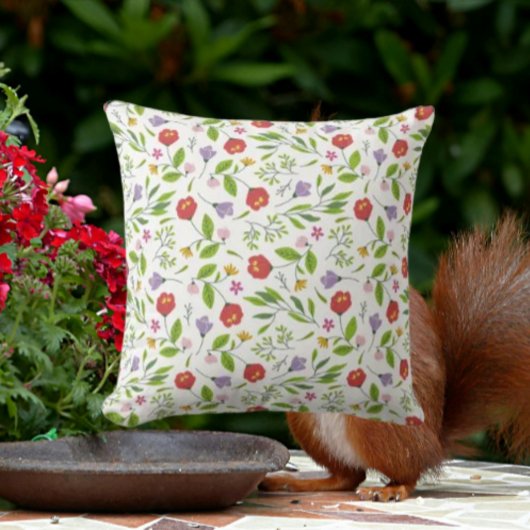 赤と紫開花 クッション