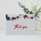 赤と紺の花グレイ葉 サンキューカード (スタンド正面)
