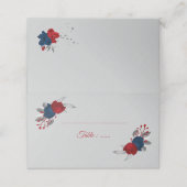 赤と紺の花シルバーグ葉レー プレイスカード (外部開封)