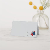 赤と紺の花シルバーグ葉レー プレイスカード (裏面)