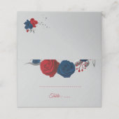 赤と紺の花シルバーグ葉レー プレイスカード (外部開封)