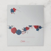 赤と紺の花シルバーグ葉レー プレイスカード (外部開封)