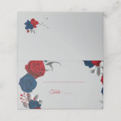 赤と紺の花シルバーグ葉レー プレイスカード (外部開封)