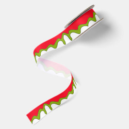 赤と緑と白のクリスマス サテンリボン