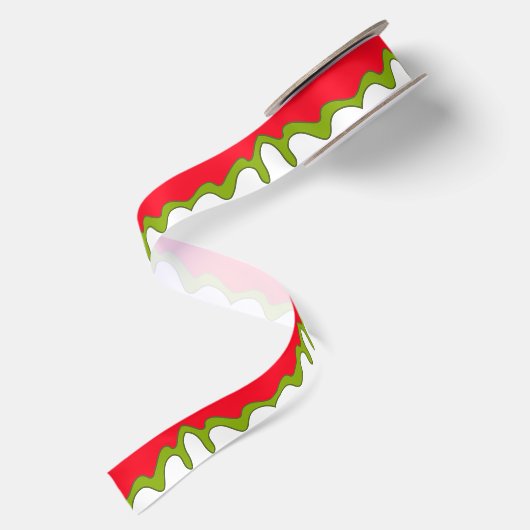 赤と緑と白のクリスマス サテンリボン (裏面)