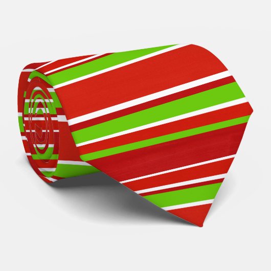 赤と緑と白のストライプ ネクタイ (ロール)