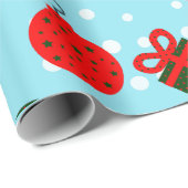 赤と緑と雪のバックグロのクリスマス ラッピングペーパー (ロールコーナー)