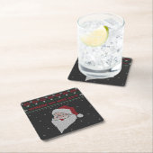 赤と緑どこに私の家が?サンタ醜いクリスマス スクエアペーパーコースター (インサイチュ)