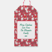 赤と緑にホリーを施したかわいいクリスマスアルパカ ギフトタグ (裏面)