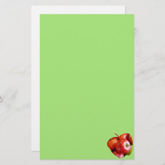 赤と緑のおいしいりんご文房具 便箋 (正面/裏面)