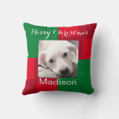 赤と緑のかわいい犬の写真の休日 クッション (裏面)