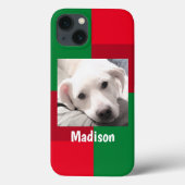赤と緑のかわいい犬の写真の休日 Case-Mate iPhoneケース (裏面)
