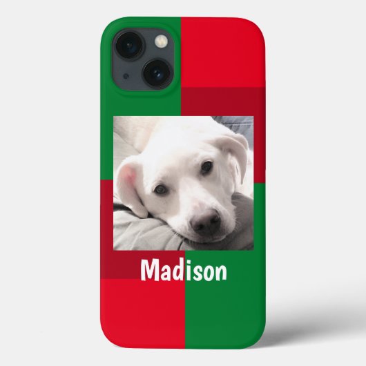 赤と緑のかわいい犬の写真の休日 Case-Mate iPhoneケース (裏面)